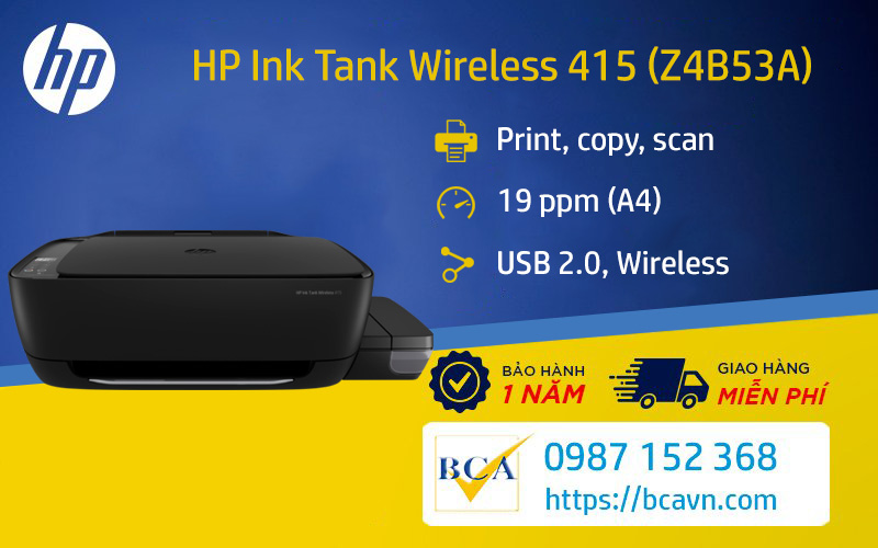 Máy in phun màu đa năng HP Ink Tank 415 WiFi (Z4B53A) - Chính hãng