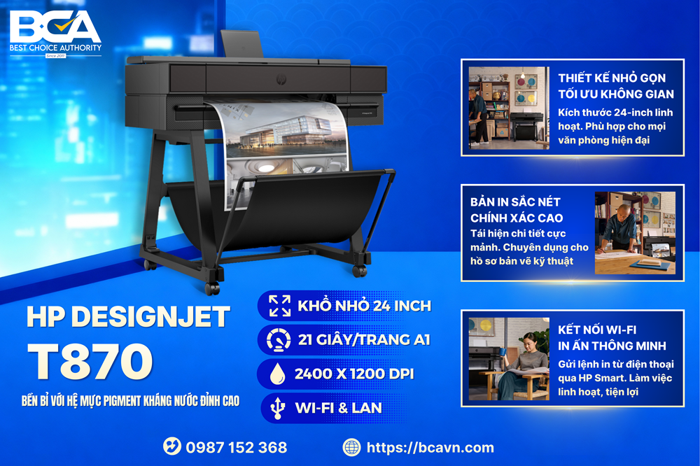 HP DesignJet T870: Máy In Bản Vẽ A1 Siêu Tốc 