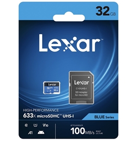 Thẻ nhớ Lexar 32GB High Performance 633x MicroSDHC with Adapter (LSDMI32GBB633A)