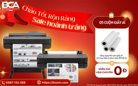Đón Xuân: Mua Máy In HP A1, Tặng 05 Cuộn Giấy A1