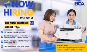 Công ty BCA Việt Nam tuyển nhân viên tiếp nhận bảo hành tại TPHCM