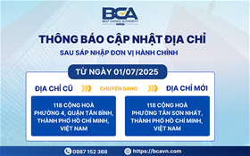 Thông báo cập nhật địa chỉ trụ sở công ty TNHH Thương mại Kỹ thuật BCA