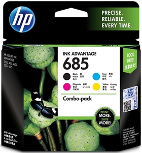 Mực in HP 685 4-pack Black/Cyan/Magenta/Yellow Original Ink Advantage Cartridges (F6V35AA)