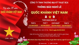 Thông báo lịch nghỉ lễ Quốc Khánh 02/09/2023